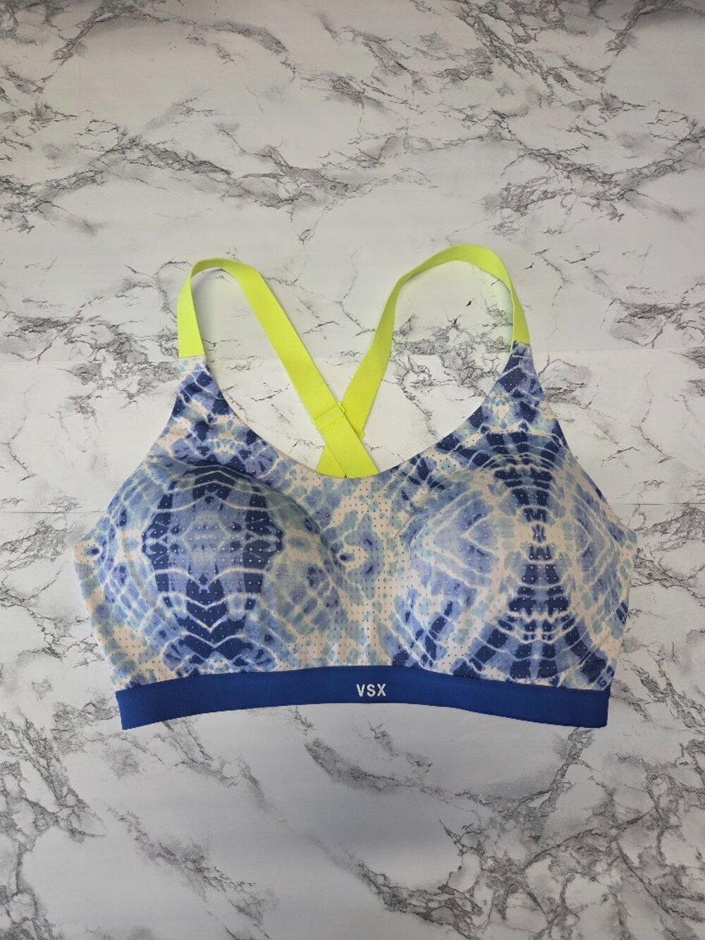Victoria's Secret VSX 36D Blue Tie Dye Criss Cross Medium Support Sports Bra
